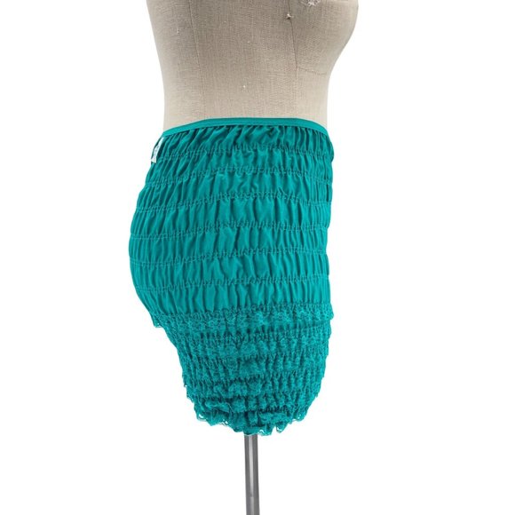 Vintage 1970s Teal Ruched Lace Ruffled Bloomers Size Large Malco Modes - Picture 2 of 7